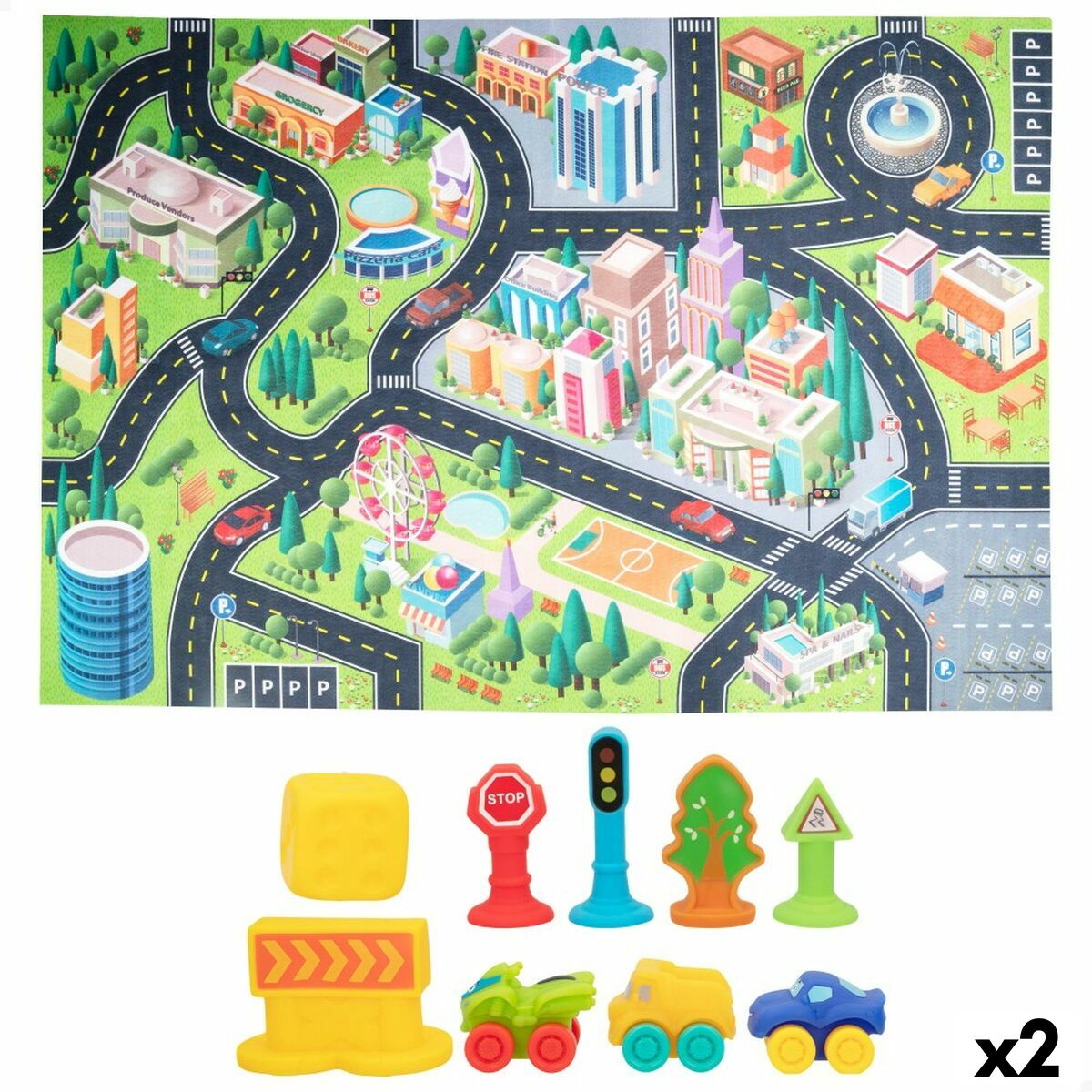 Tappeto da gioco Colorbaby Città Plastica (2 Unità) - Disponibile in 3-4 giorni lavorativi