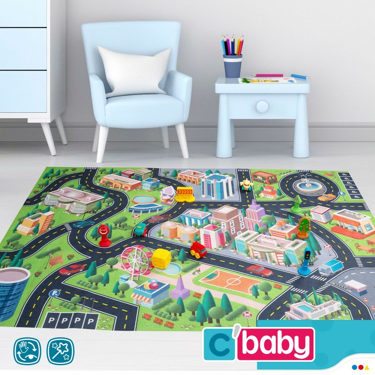 Tappeto da gioco Colorbaby Città Plastica (2 Unità) - Disponibile in 3-4 giorni lavorativi