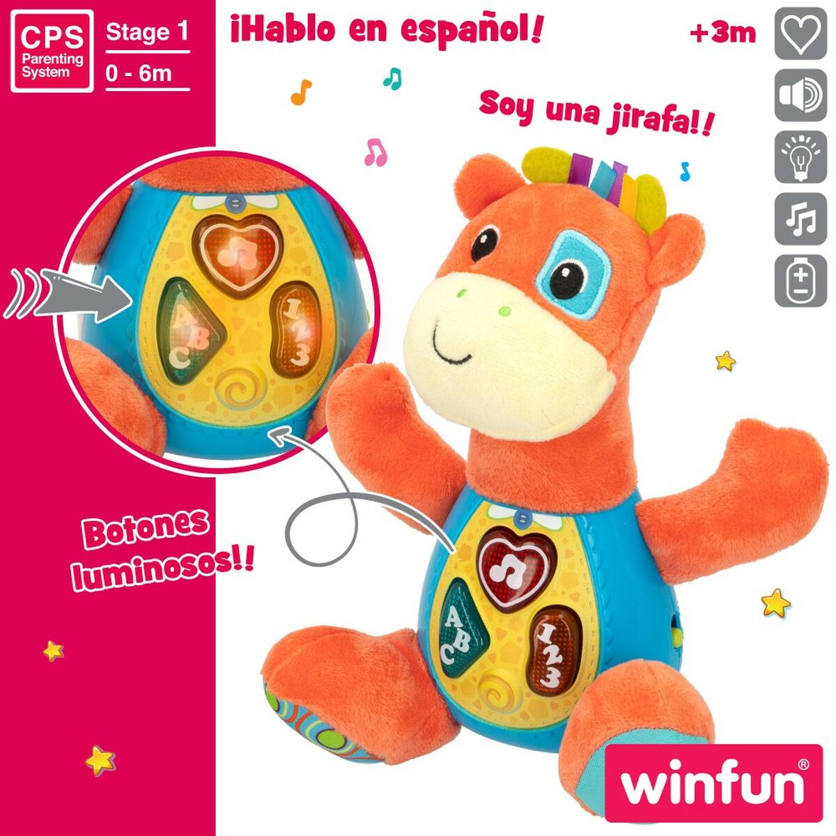 Peluche con Suono Winfun Giraffa 18 x 19 x 8,5 cm (6 Unità) - Disponibile in 3-4 giorni lavorativi