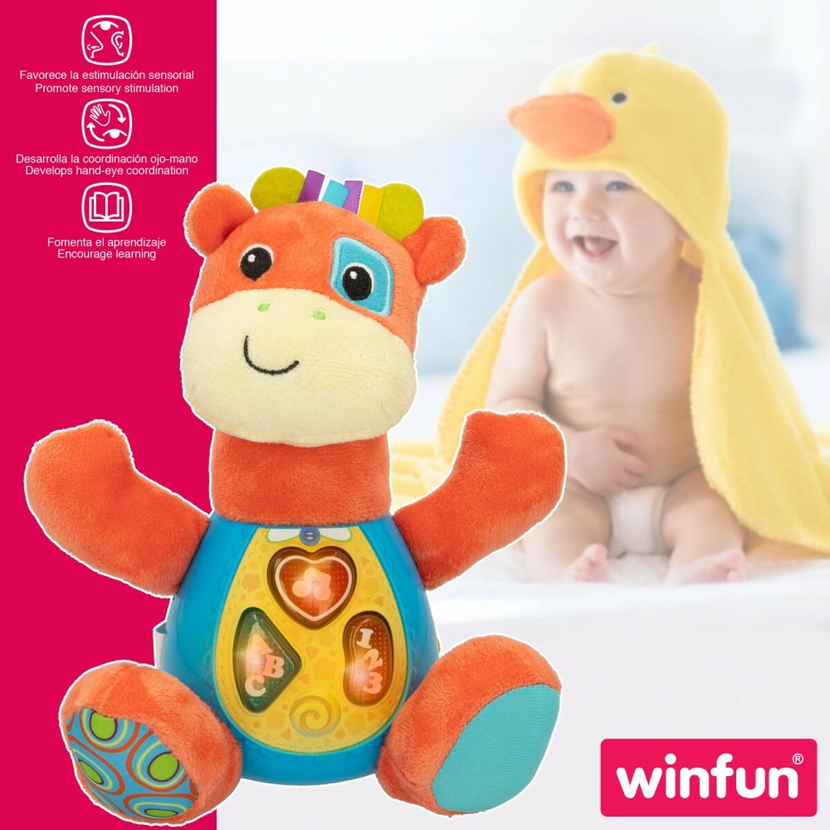 Peluche con Suono Winfun Giraffa 18 x 19 x 8,5 cm (6 Unità) - Disponibile in 3-4 giorni lavorativi