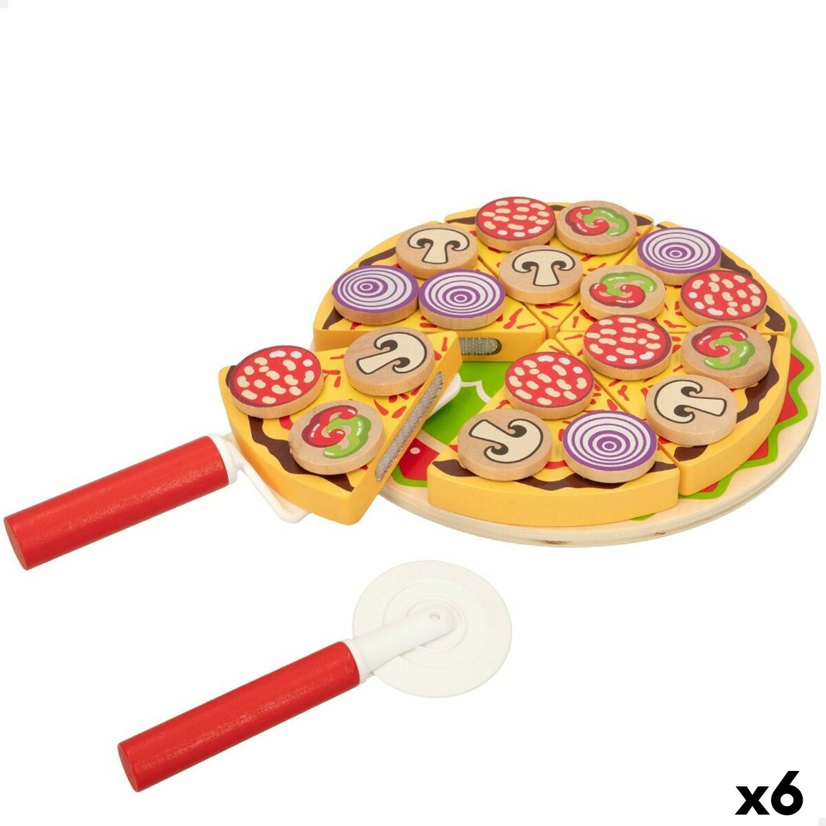 Gioco di Legno Woomax Pizza 27 Pezzi (6 Unità) - Disponibile in 3-4 giorni lavorativi