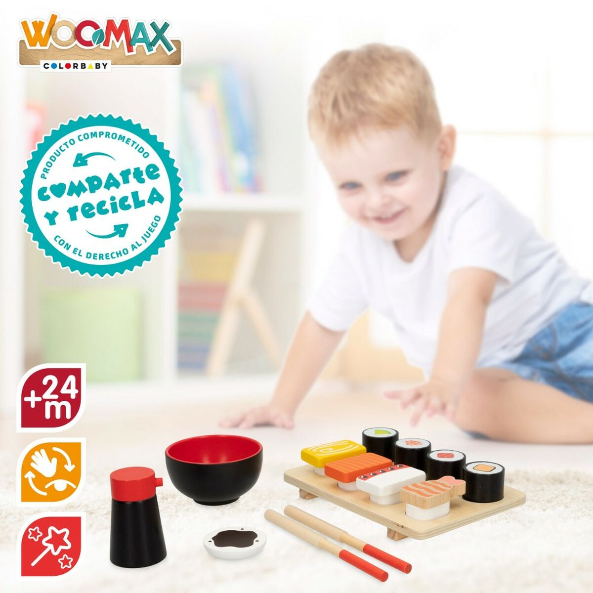 Gioco di Legno Woomax Sushi 14 Parti (6 Unità) - Disponibile in 3-4 giorni lavorativi