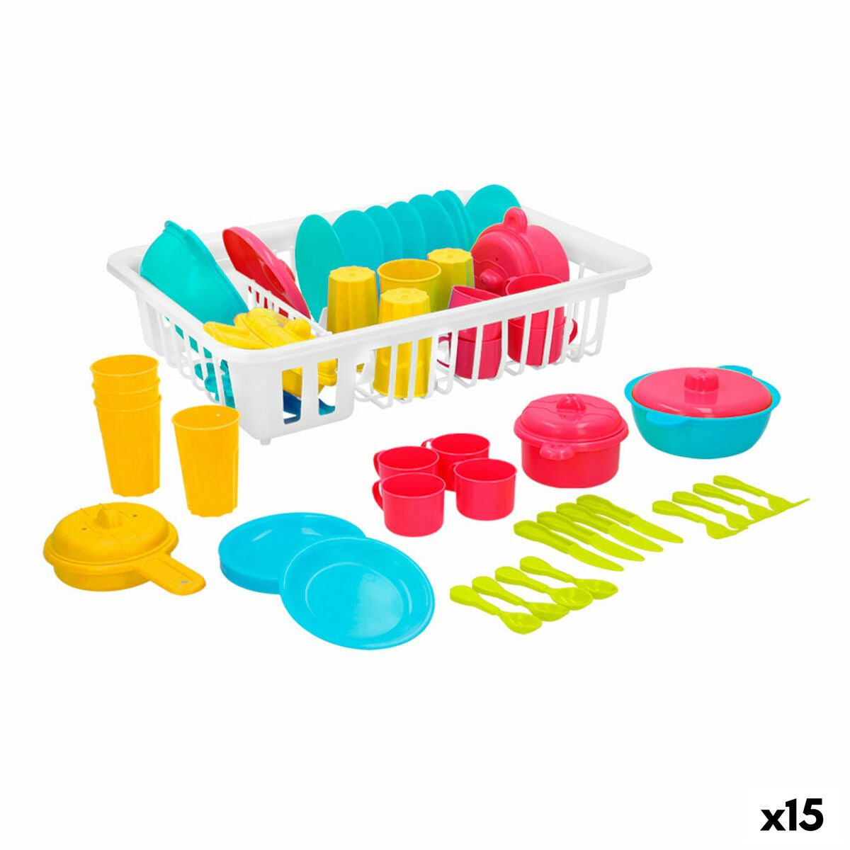 Set di Accessori per Bambini Colorbaby Giocattolo Scolapiatti 35 Pezzi (15 Unità) - Disponibile in 3-4 giorni lavorativi Colorbaby