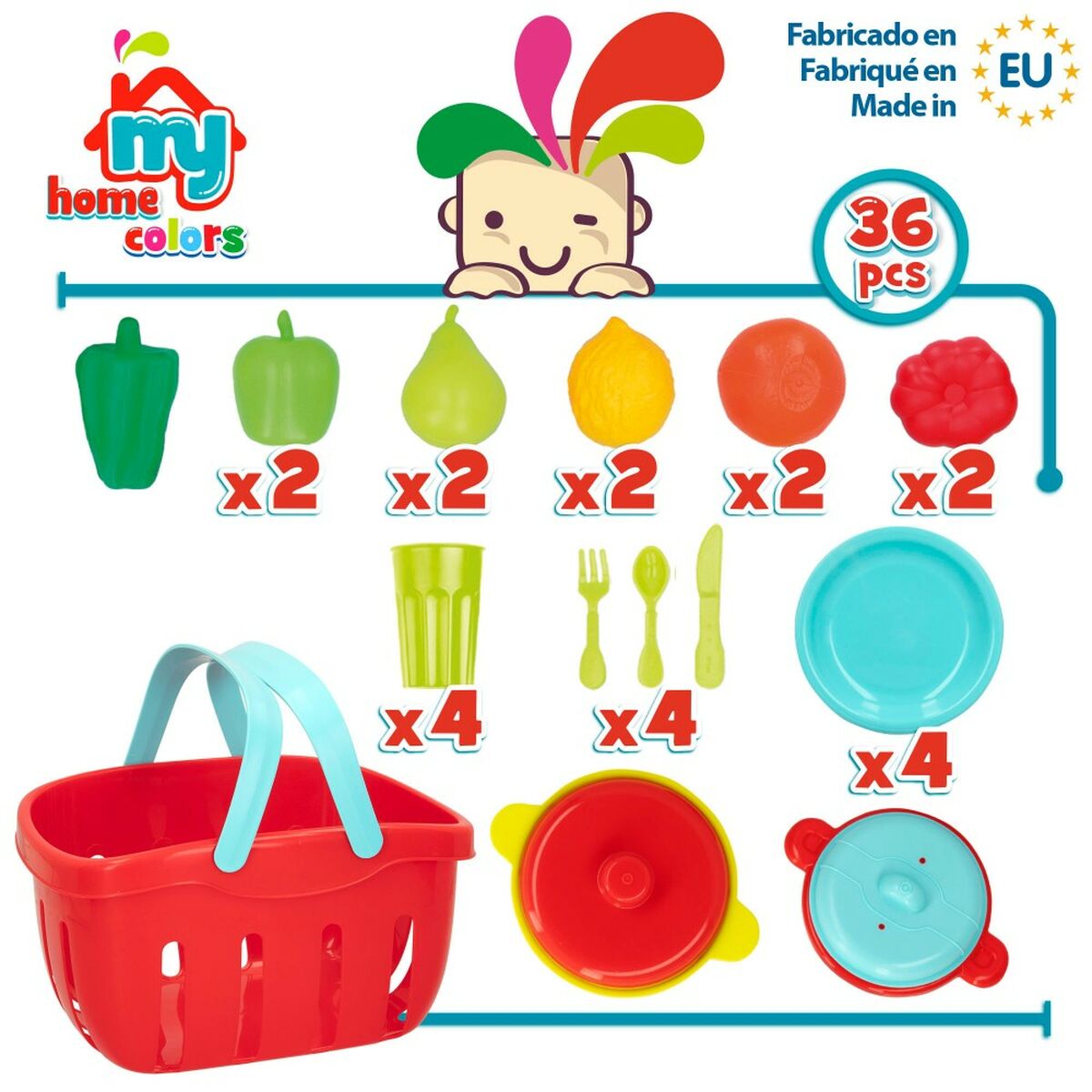 Set di Alimenti giocattolo Colorbaby Utensili e accessori per la cucina 36 Pezzi (12 Unità) - Disponibile in 3-4 giorni lavorativi Colorbaby