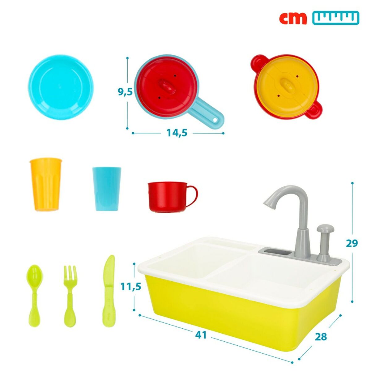 Cucina Giocattolo Colorbaby 22 Pezzi 42 x 29 x 28 cm Accessori Lavello - Disponibile in 3-4 giorni lavorativi Colorbaby