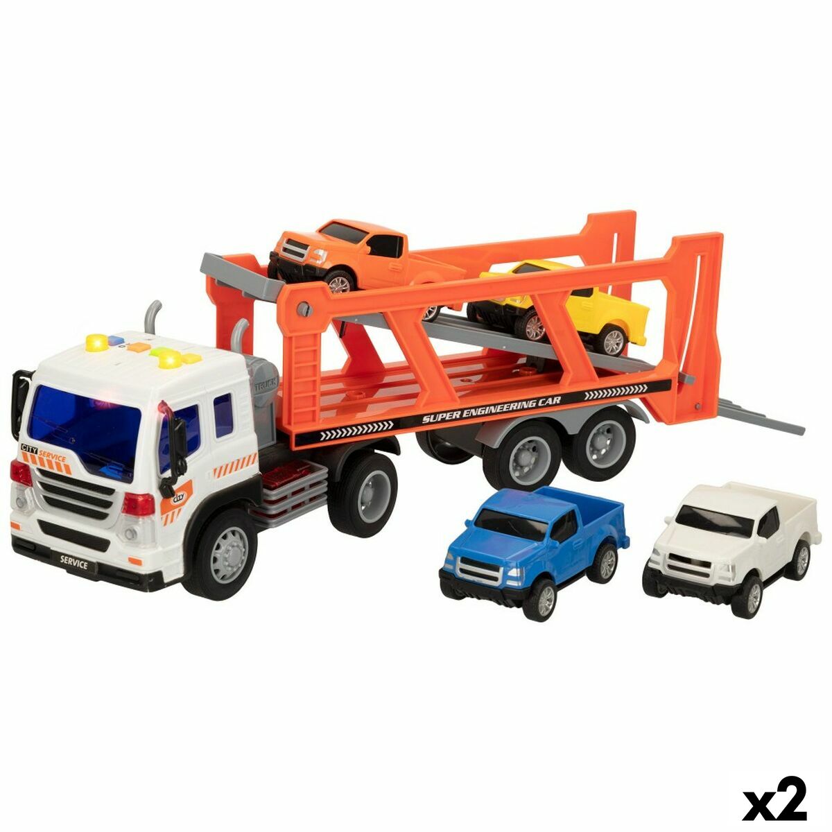 Camion Porta-veicoli e Macchinine a Frizione Speed & Go 37,5 x 12,5 x 10 cm (2 Unità) - Disponibile in 3-4 giorni lavorativi Speed & go