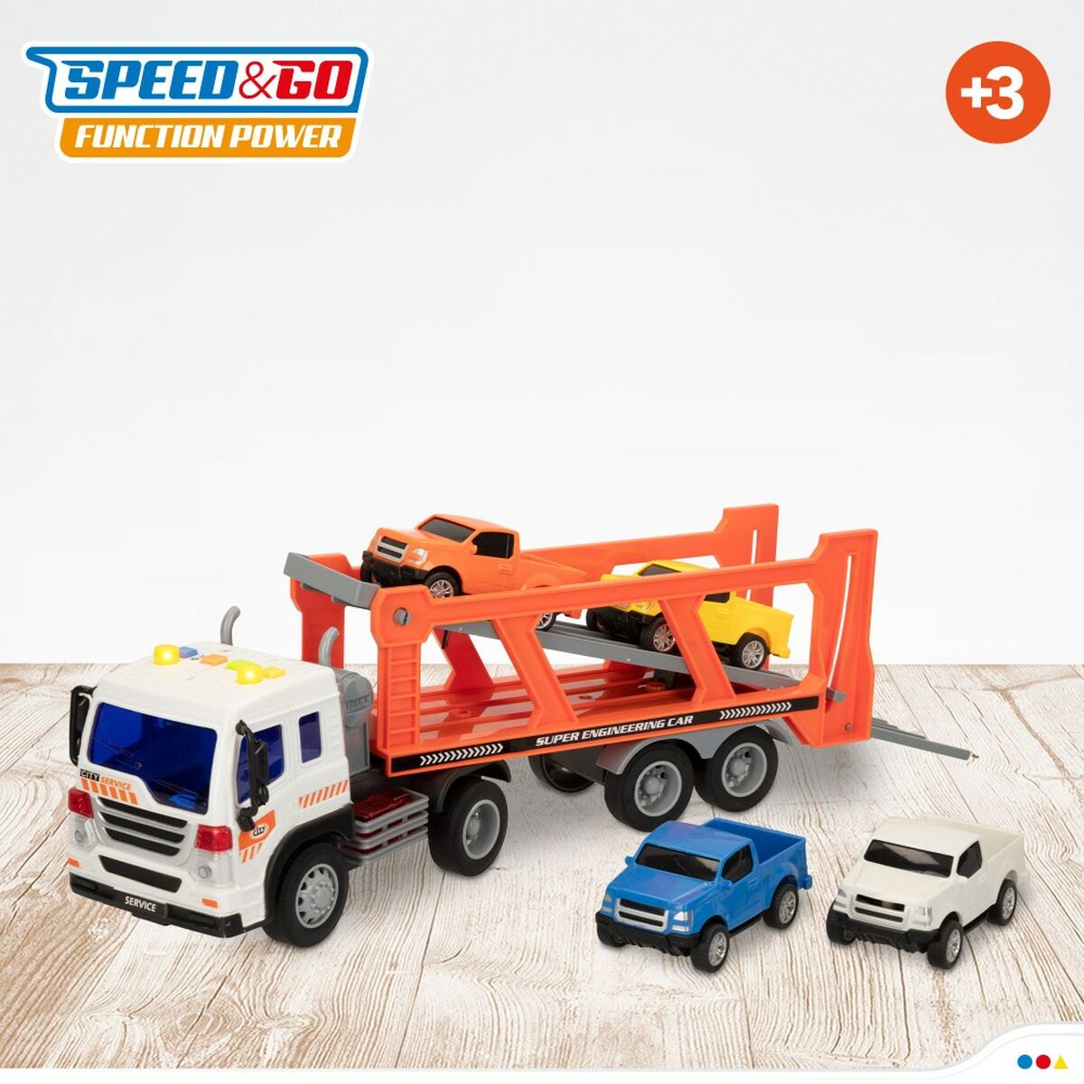 Camion Porta-veicoli e Macchinine a Frizione Speed & Go 37,5 x 12,5 x 10 cm (2 Unità) - Disponibile in 3-4 giorni lavorativi Speed & go