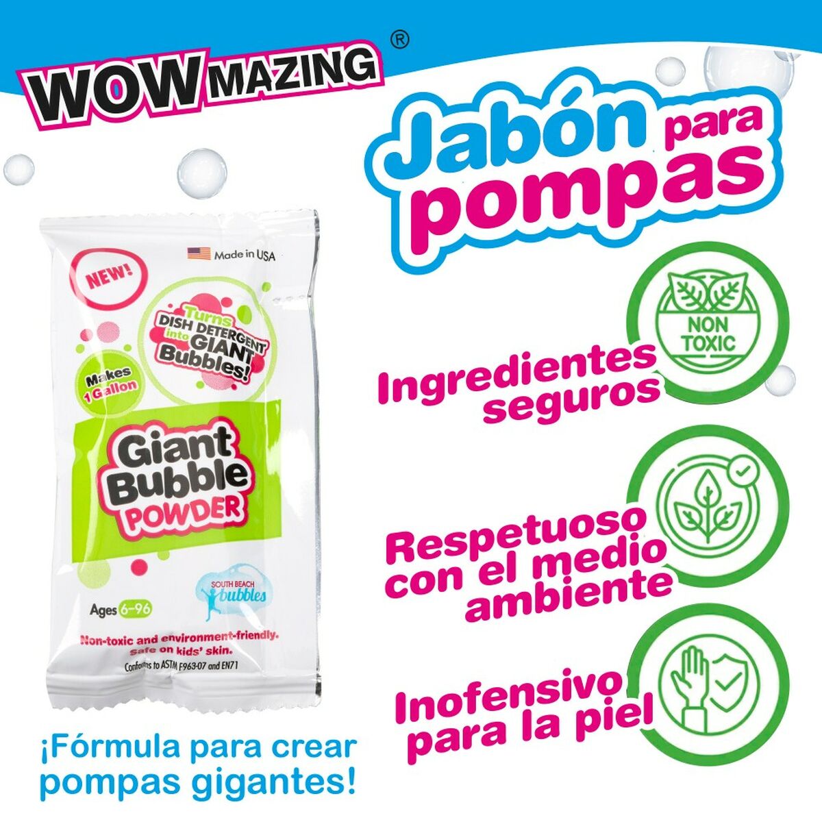 Liquido per bolle di sapone WOWmazing 6,3 x 11,5 x 1,5 cm (24 Unità) - Disponibile in 3-4 giorni lavorativi