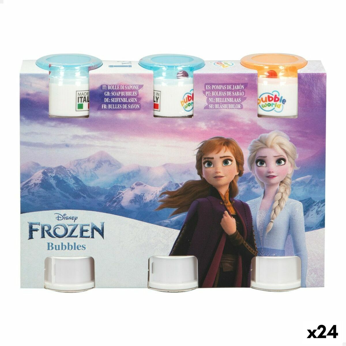 Set di soffiatori di bolle Frozen 3 Pezzi 60 ml (24 Unità) - Disponibile in 3-4 giorni lavorativi