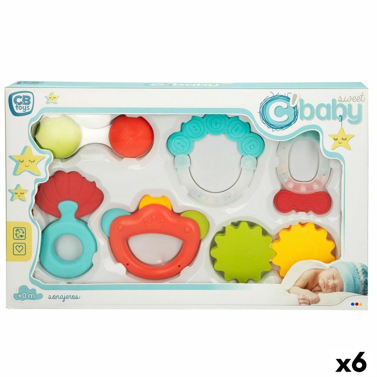 Set di sonagli Colorbaby 6 Pezzi 12,5 x 1,5 x 6,5 cm (6 Unità) - Disponibile in 3-4 giorni lavorativi