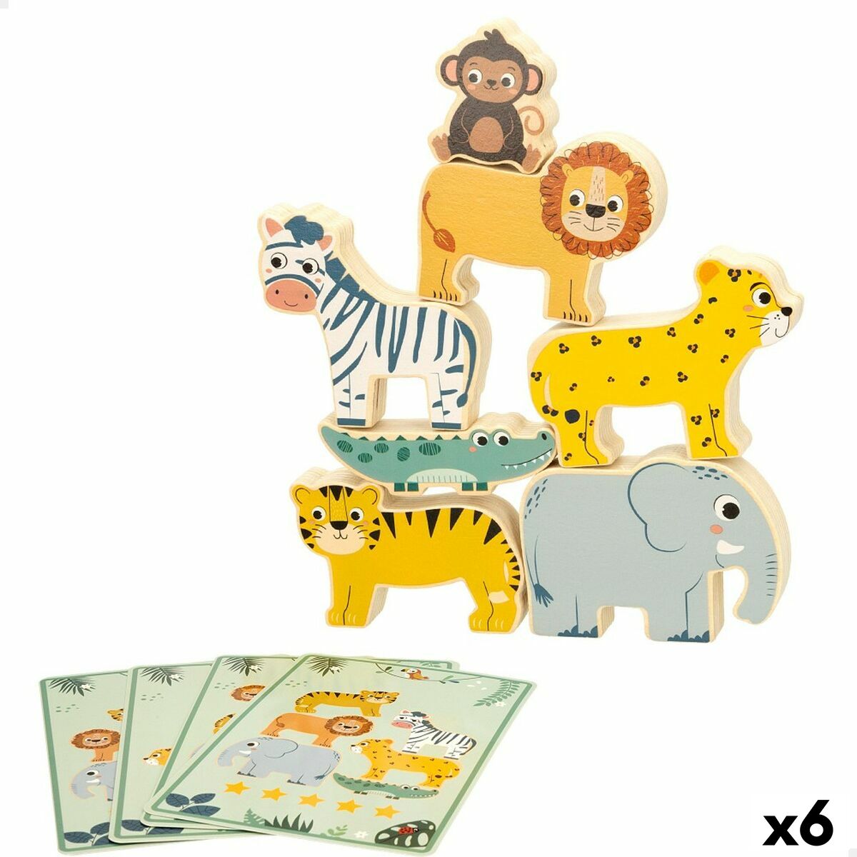 Gioco di Costruzione + Personaggi Woomax animali 16 Pezzi 7 x 7 x 1,5 cm (6 Unità) - Disponibile in 3-4 giorni lavorativi