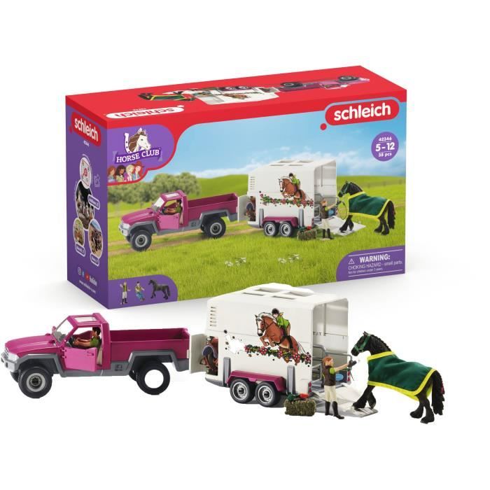 SCHLEICH - Pick-up con rimorchio per cavalli - 42346 - Gamma Horse Club - Disponibile in 3-4 giorni lavorativi