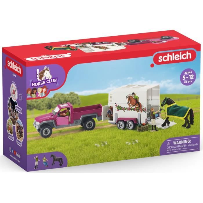 SCHLEICH - Pick-up con rimorchio per cavalli - 42346 - Gamma Horse Club - Disponibile in 3-4 giorni lavorativi