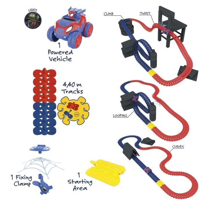 Set scoperta Spidey Flextreme - Batterie incluse - 184 binari flessibili e 1 veicolo - Disponibile in 3-4 giorni lavorativi