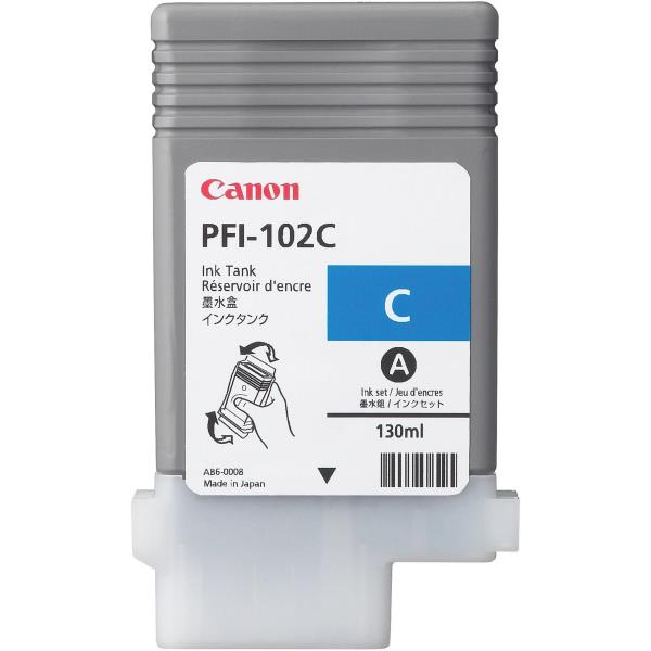 CANON SERBATOIO INCH. CIANO PFI-102C SINGOLO (130ml) 0896B001 x iPF 610/710/720/605/510 - Disponibile in 3-4 giorni lavorativi