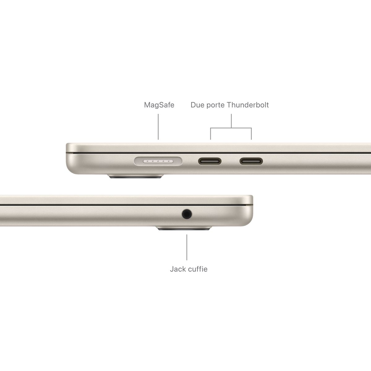 Notebook Apple MacBook Air 2024 15" M3 8C/10G 16/256GB Starlight MC9F4T/A - Disponibile in 2-3 giorni lavorativi