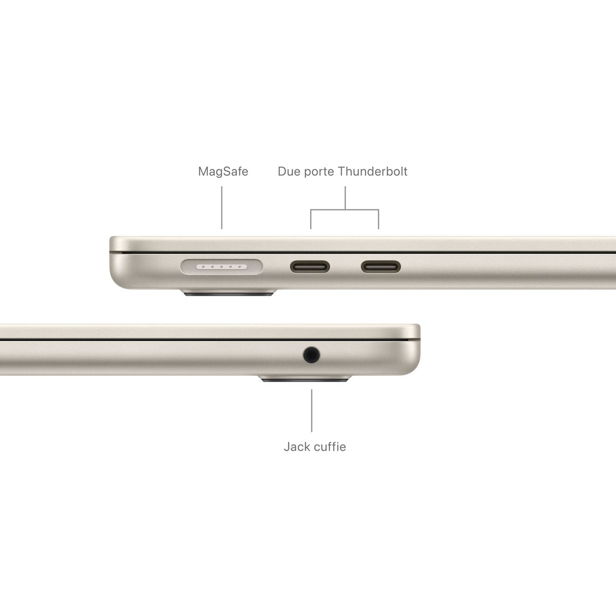 Notebook Apple MacBook Air 2024 13" M2 8C/8G 16/256GB Starlight MC7W4T/A - Disponibile in 2-3 giorni lavorativi