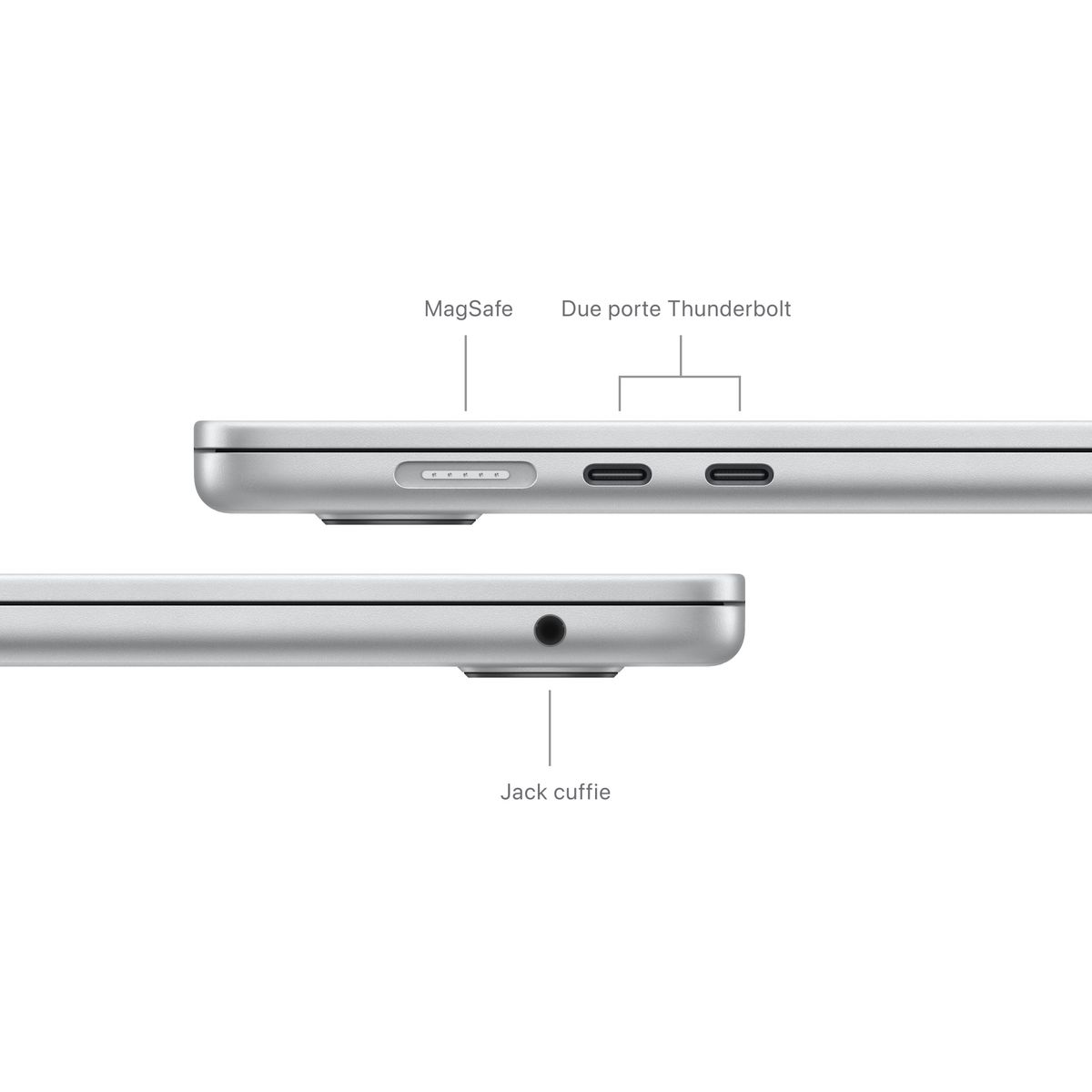 Notebook Apple MacBook Air 2024 15" M3 8C/10G 16/256GB Silver MC9E4T/A - Disponibile in 2-3 giorni lavorativi