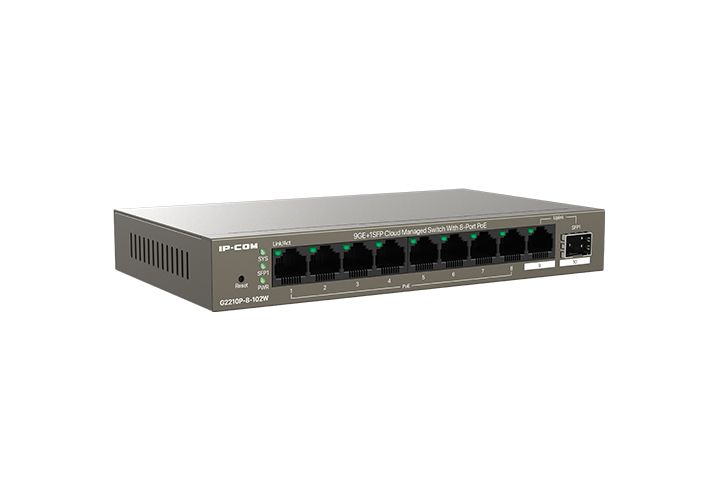 SWITCH POE IP-COM G2210P-8-102W - 9  porte Ethernet 10/100/1000 Base-T (8 porte PoE), 1  porta SFP Base-X 100/1000 - Disponibile in 3-4 giorni lavorativi