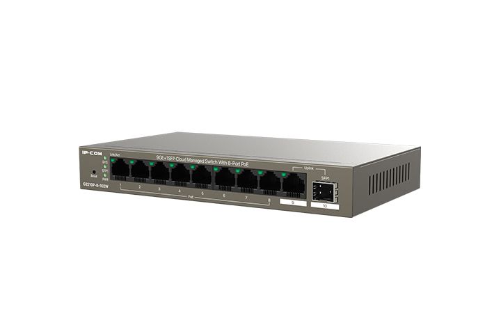 SWITCH POE IP-COM G2210P-8-102W - 9  porte Ethernet 10/100/1000 Base-T (8 porte PoE), 1  porta SFP Base-X 100/1000 - Disponibile in 3-4 giorni lavorativi