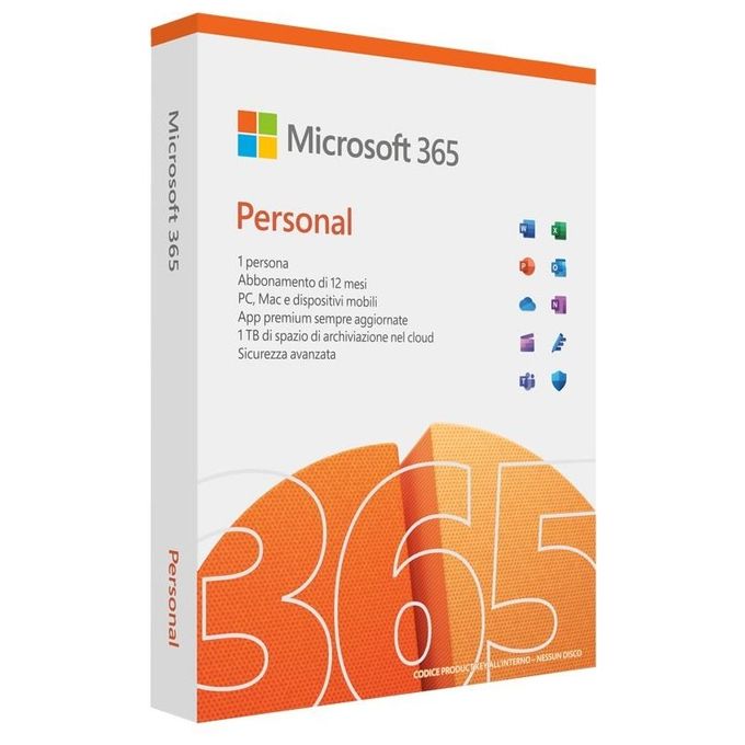 Microsoft M365 Personal Italian Subscription P10 EuroZone 1 License Medialess 1 Anno - Disponibile in 3-4 giorni lavorativi