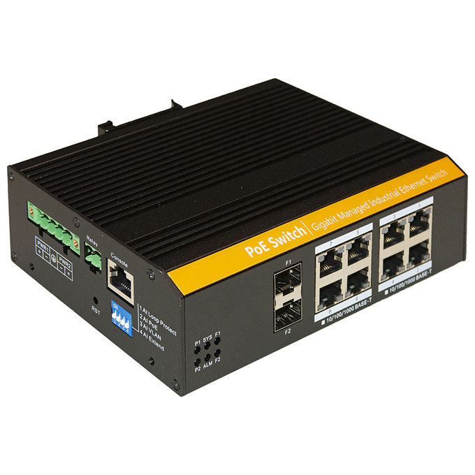 Link Switch Industriale Managed Layer 2 con 8 Porte Gigabit Poe Max 46W per Porta con 2 Porte Uplink Sfp Gigabit - Disponibile in 3-4 giorni lavorativi