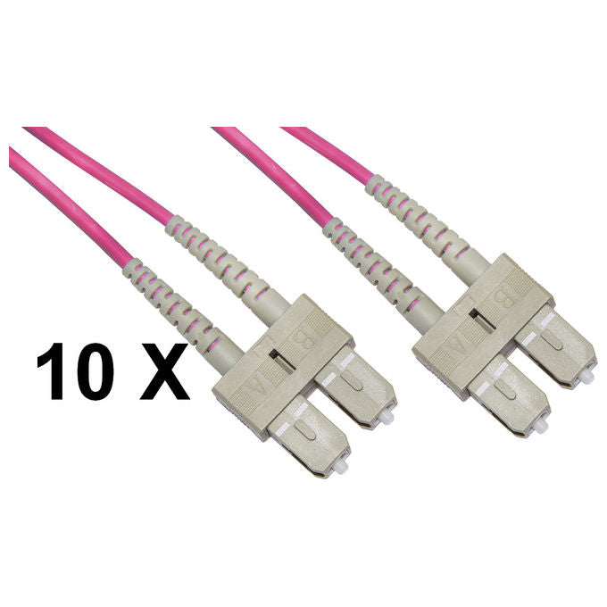 Link Confezione 10 Cavi Fibra Ottica SC a SC Multimode Duplex Om4 Guaina 2mm 50-125 3mt - Disponibile in 3-4 giorni lavorativi