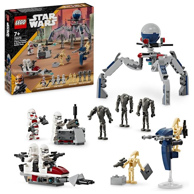 LEGO Star Wars 75372 Battle Pack Clone Trooper e Battle Droid con Veicolo Giocattolo Speeder Bike, Idea Regalo Bambini 7+ Anni - Disponibile in 3-4 giorni lavorativi