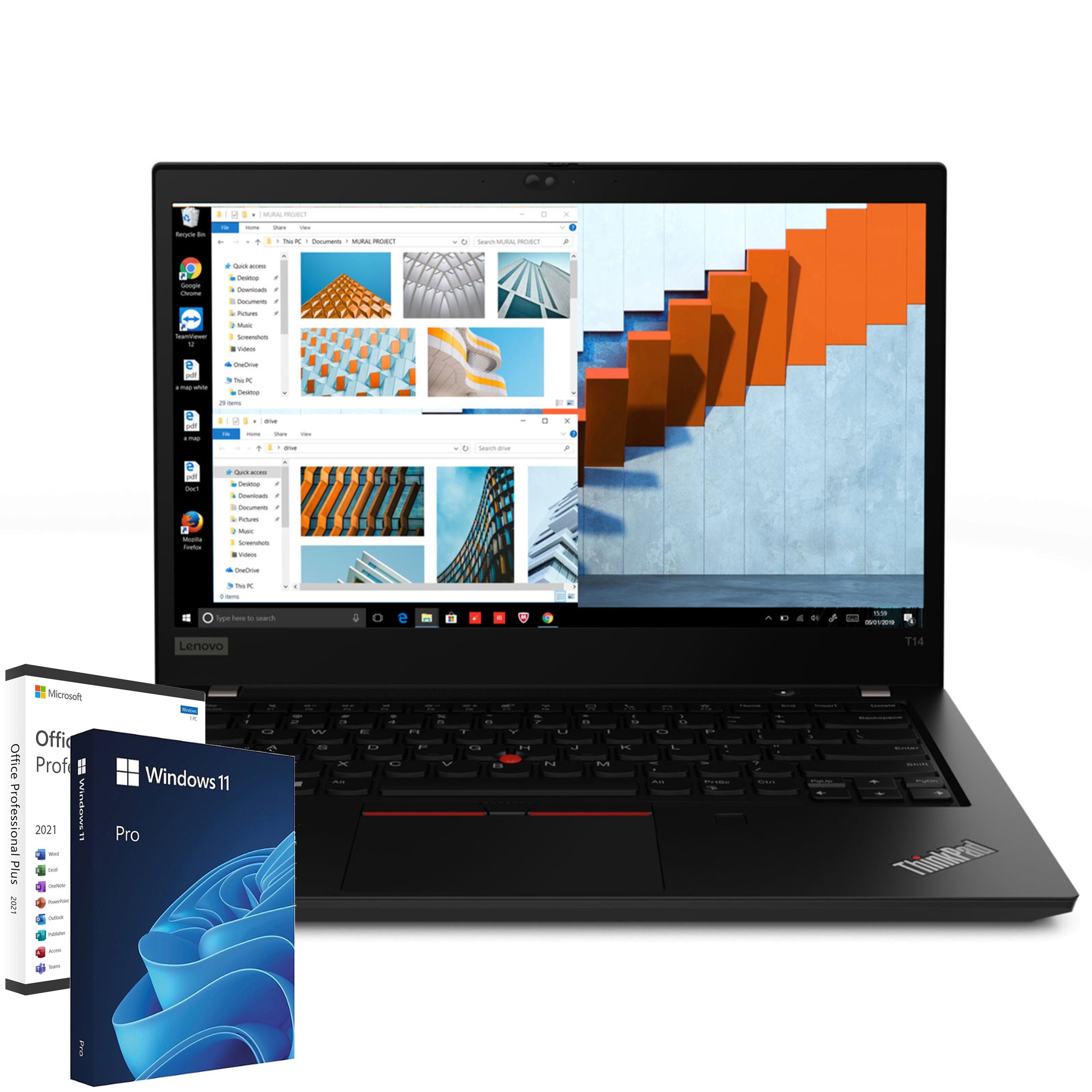 Notebook ricondizionato - Grado A - Lenovo ThinkPad T14 Gen1 14" PC Notebook Intel i5-10310U Ram 16Gb SSD 512Gb Webcam Windows 11 Office (Ricondizionato Grado A) - Disponibile in 2-4 giorni lavorativi