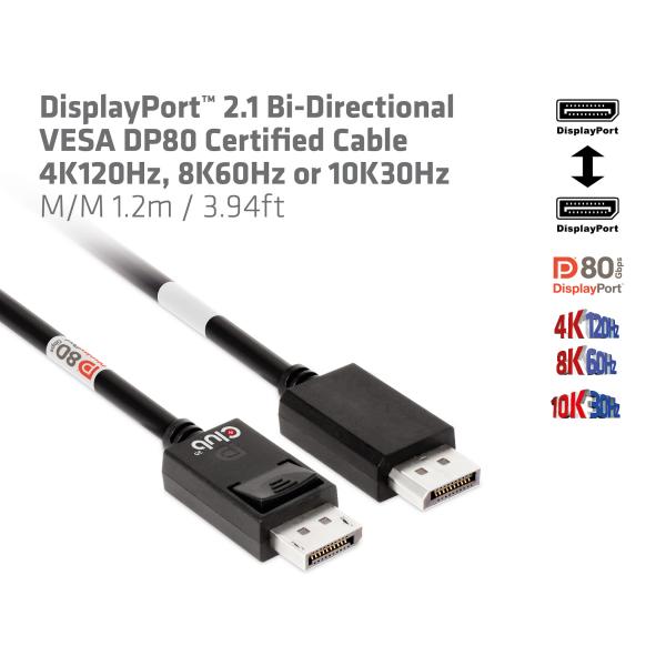 Club3d CAC-1091 Cavo DisplayPort 1.2mt Nero - Disponibile in 3-4 giorni lavorativi Club3d