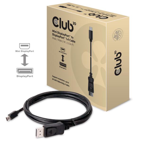 Club3d Cavo Mini Displayport 1.4 Maschio a Displayport 1.4 Maschio 2mt - Disponibile in 3-4 giorni lavorativi Club3d