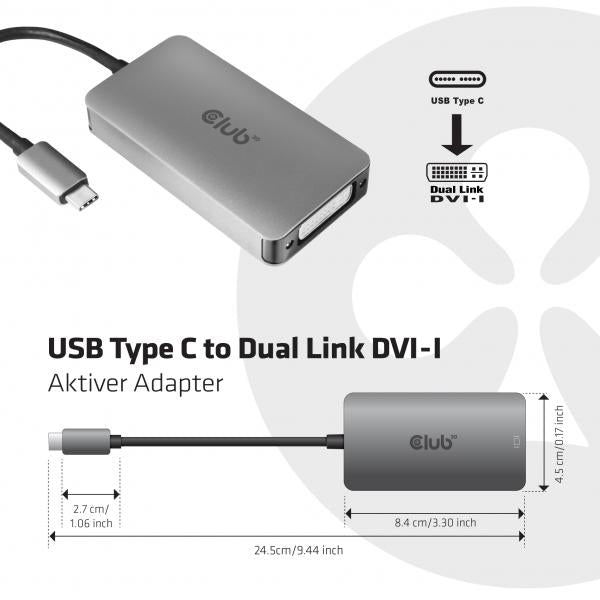 Club3d CAC-1510 Adattatore Attivo Usb Tipo C a Dual Link DVI-D - Disponibile in 3-4 giorni lavorativi Club3d