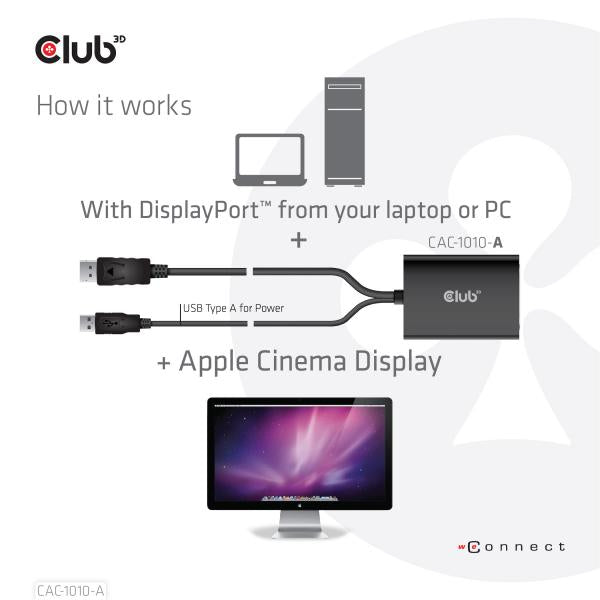 Club3d CAC-1010-A Cavo e Adattatore Video 0.6mt DisplayPort DVI-D USB - Disponibile in 3-4 giorni lavorativi Club3d